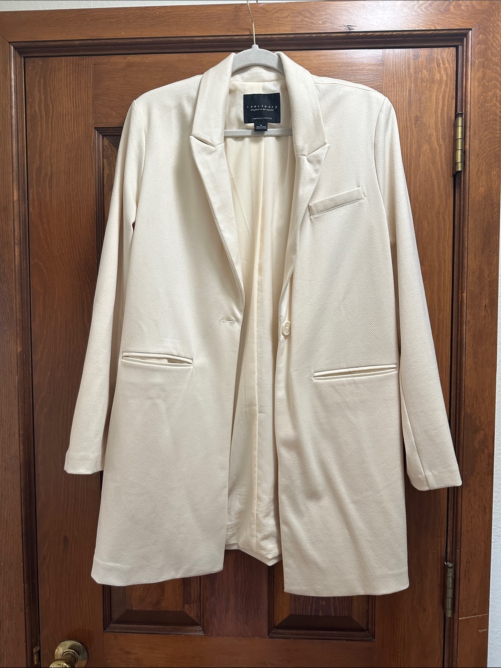 Sanctuary Longline Blazer in Soft Cream